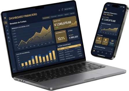 Dashboard ContaPlex en laptop y móvil